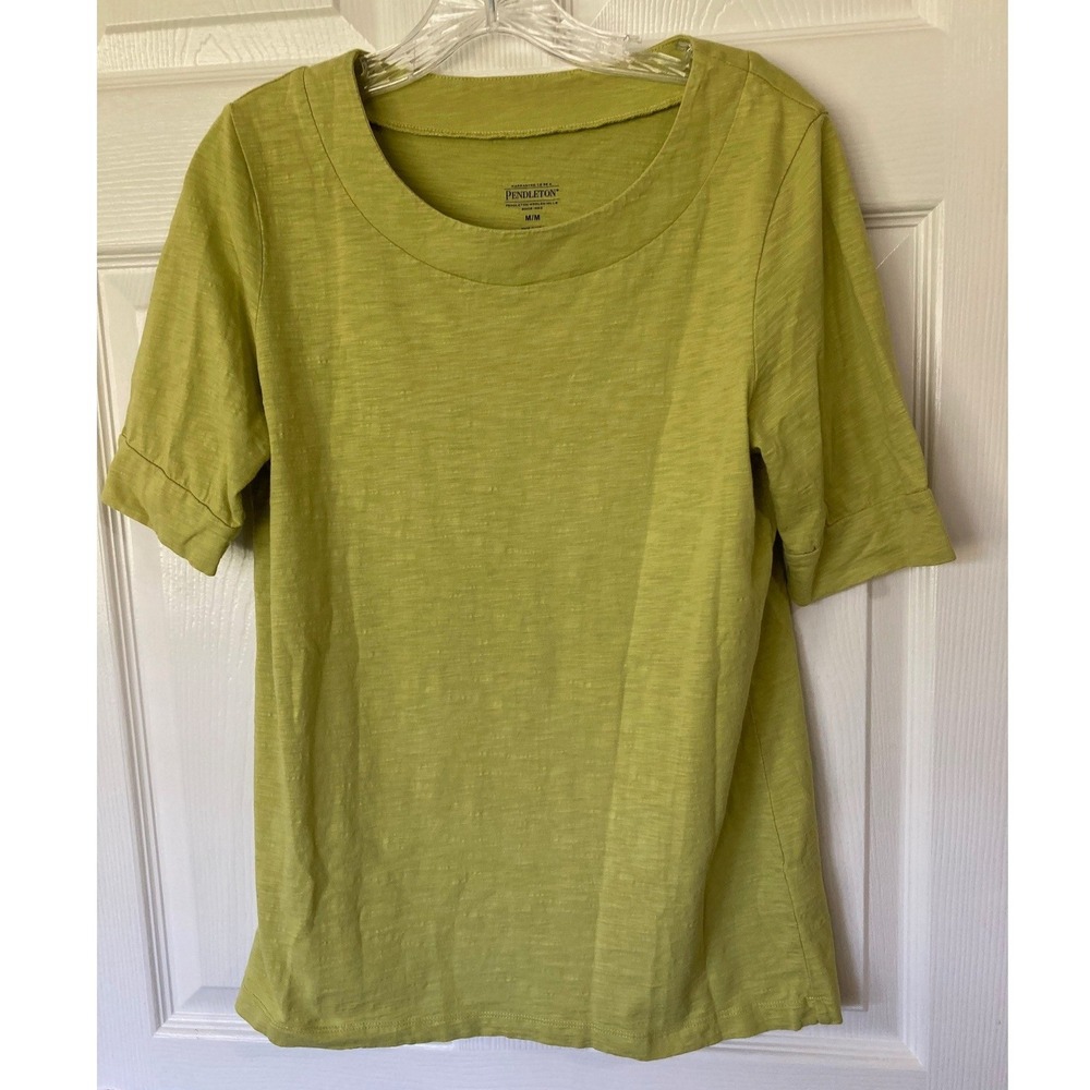 Pendleton Cotton T-Shirt Chartreuse Green Medium Classic Layering Minimalist